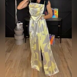 Stylish Gray and Yellow Women's Pant Set